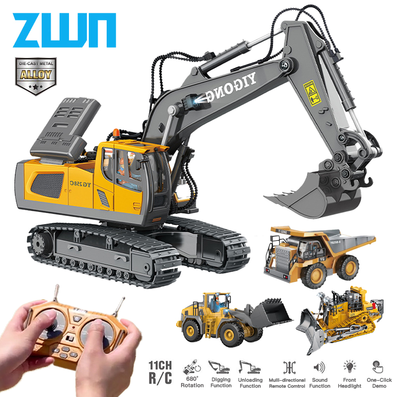 Rc Excavator Hobby - ZWN-excavadora con Control remoto para niños,